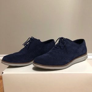 Cole Haan Navy Suede Oxfords